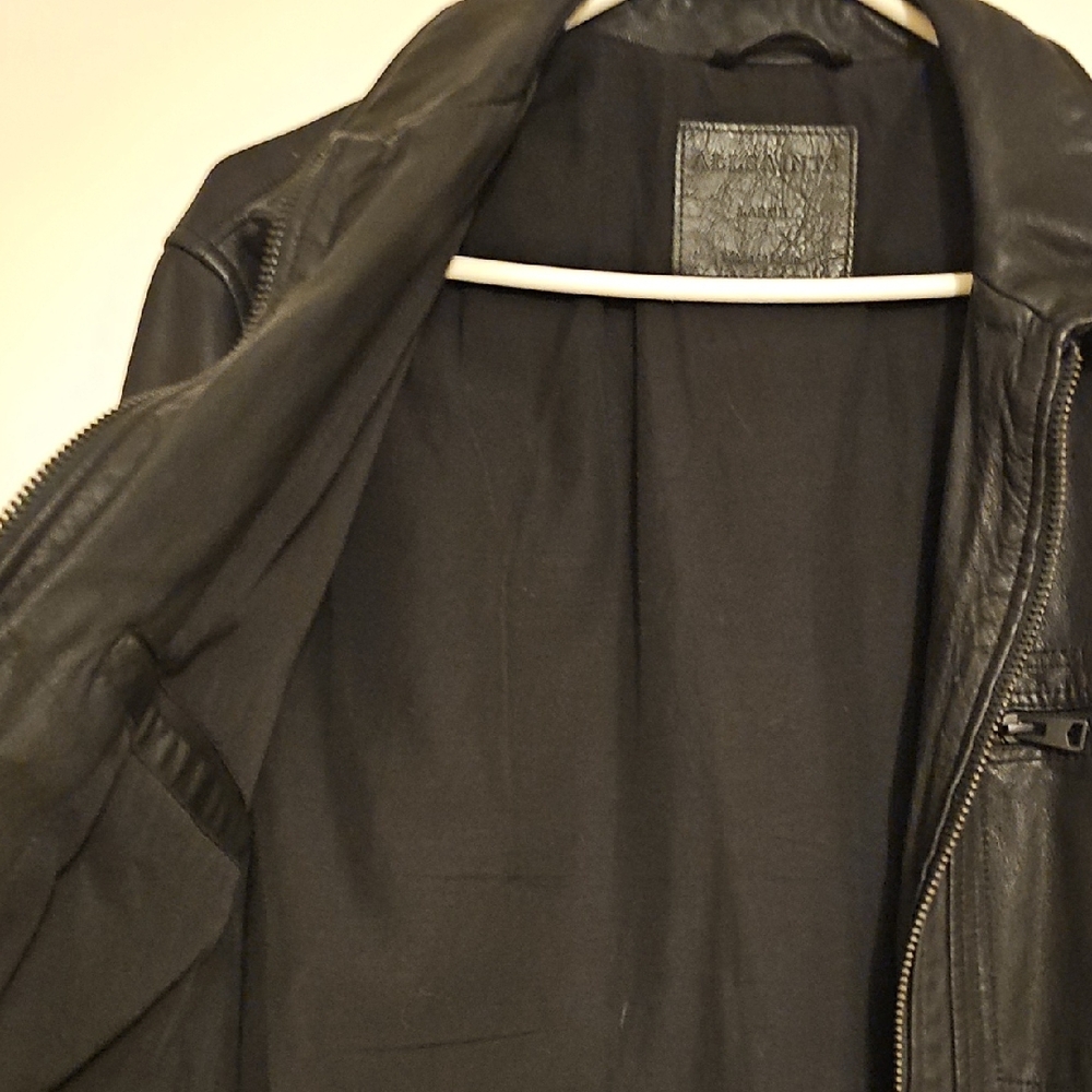 All Saints Black Leather Jacket - Picture 6 of 7